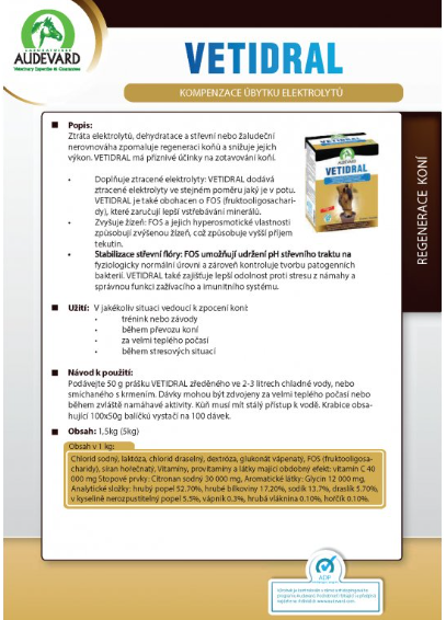 VETIDRAL SOLUTION - kompenzace úbytku elektrolytu 1l - EXP. 6/2026