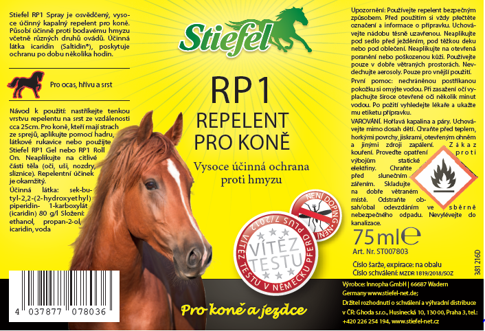Repelent RP1 Sprej - repelent pro koně a jezdce 75ml