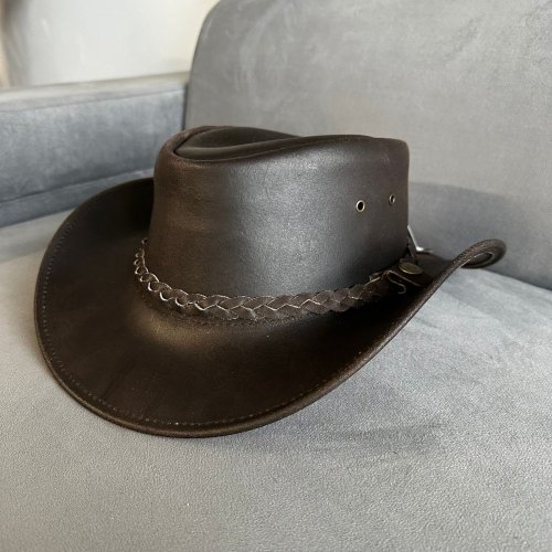 Westernový klobouk RANDOL'S Oiled Suede kožený hnědý - Velikost: XXL