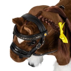 Leather bridle for Equestro plush horse with silver hardware