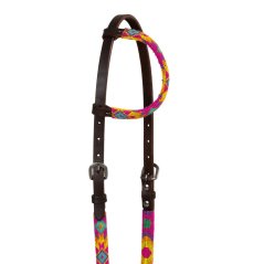 MULTICOLOR BEADED OILED WESTERN ONE EAR BRIDLE