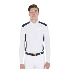 Zweifarbiges Slim-Fit-Poloshirt mit langen Ärmeln für Herren