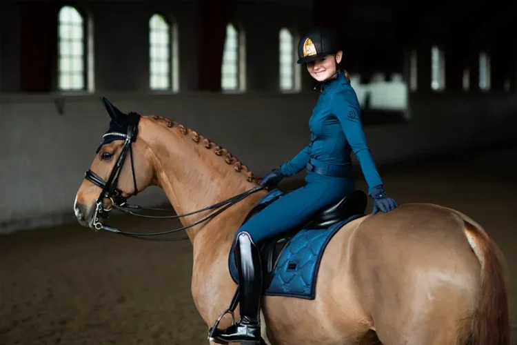 Dressage saddle pad Equestrian Stockholm Blue Meadow Glimmer