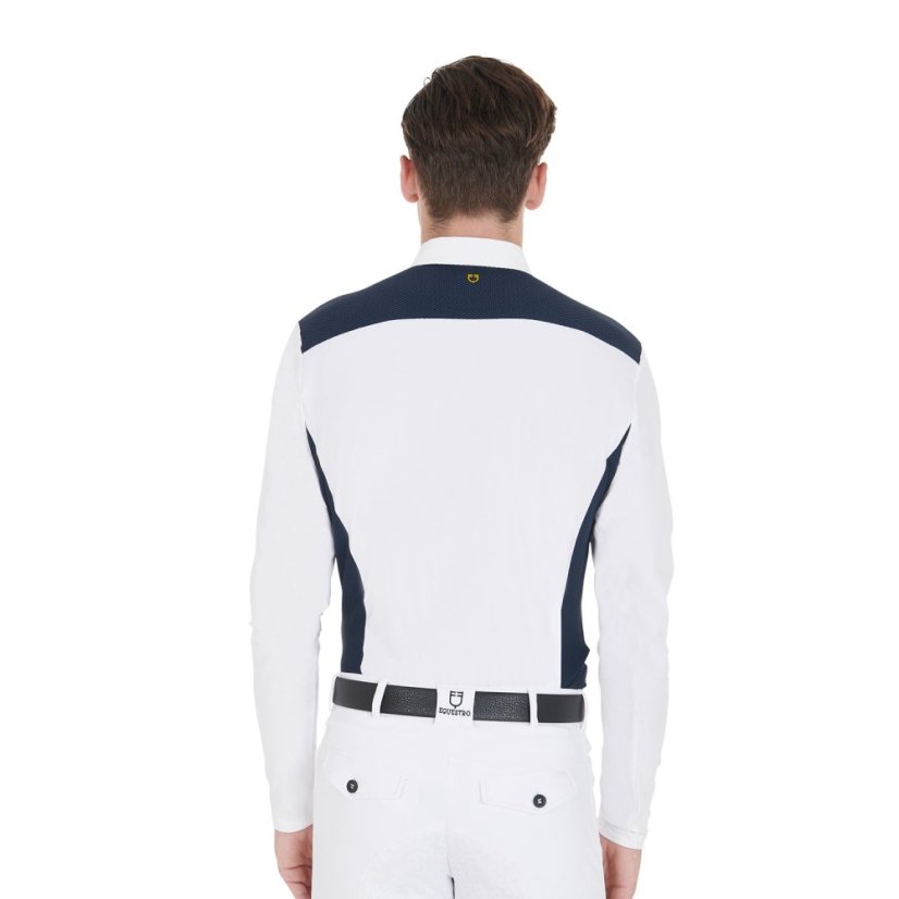 Pánské dvoubarevné slim fit polo s dlouhým rukávem