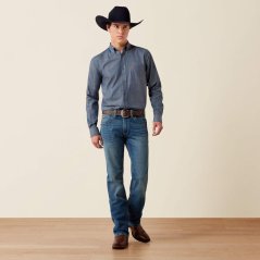 Ariat Herrenhemd mit Teamlogo aus Twill, tailliert, Chambray-Blau