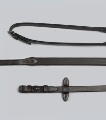 Premier Equine European Leather Rubber Reins – Dark Havana – Pony (48")
