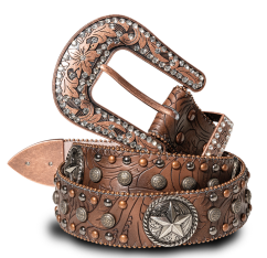 Western leather belt STONE-8