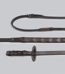 Premier Equine Thumb Rubber Reins – Dark Havana – Full (54")