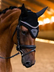 Ear Bonnet Equestrian Stockholm All Black Glimmer