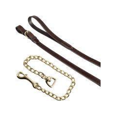 Kožené vodítko s řetízkem EQUESTRO Brass