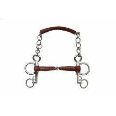 Udidlo pelham METALAB PINCHLESS potažené kůží, krátká ramena
