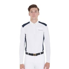 Zweifarbiges Slim-Fit-Poloshirt mit langen Ärmeln für Herren