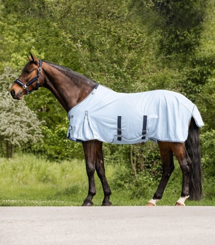 Síťová deka pro koně Waldhausen Protect - Barva: světle modrá / noční modrá, Rozměr: 165 cm