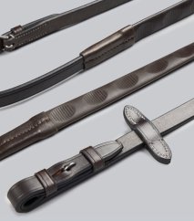 Premier Equine Thumb Rubber Reins – Dark Havana