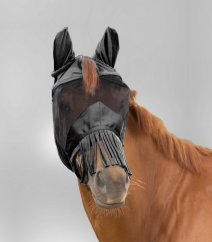 PREMIUM fly mask with ear protection and nose fringes